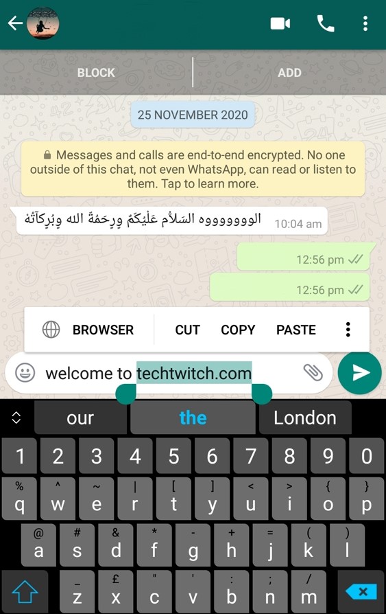 WhatsApp font style change