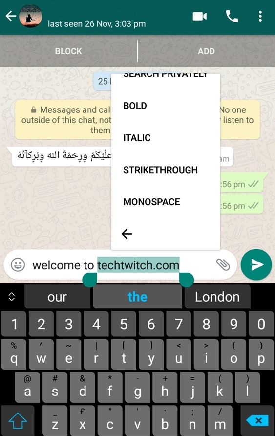 how to change font on whatsapp