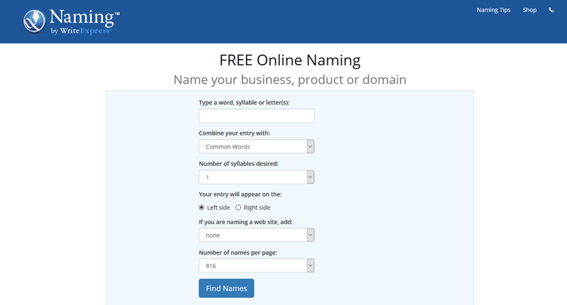 Naming product name generator tool