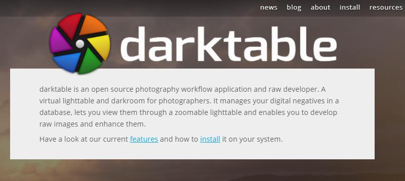 Darktable free photo editor