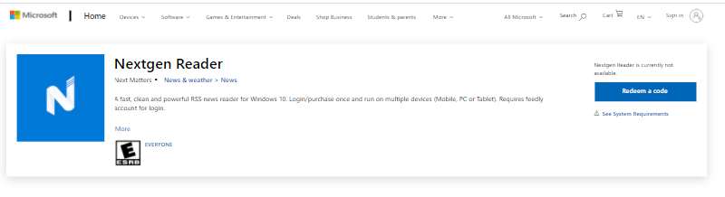 Nextgen Reader windows apps
