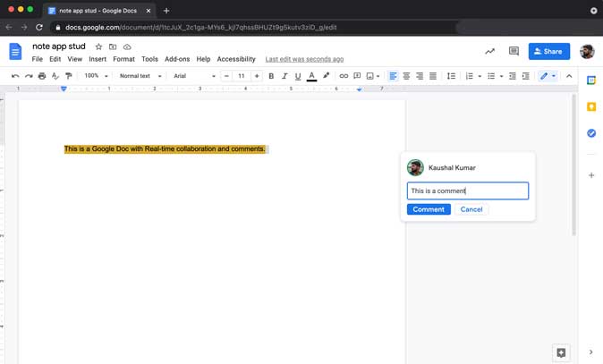 Google Docs Real-time collaboration